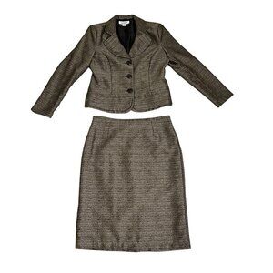 Danillo skirt suit set women's 8 brown bronze gold skirt blazer set sparkly